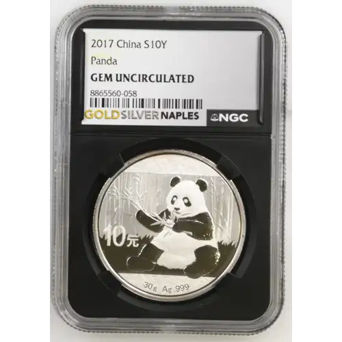 2017 - 1oz Panda Silver Coin - China 10Yn - NGC GEM UNC. (S14-B14)